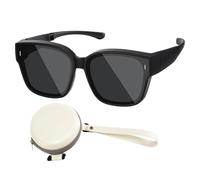 Sunglasses Over Glasses, UV Protection Foldable Eyewear, 6.1x5.51x2.28 Inches Lightweight and Portable, Outdoor Activities Design for Men, Women During Biking, Fishing, Travel, Beach