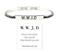 sunglnl Braccialetto con scritta in lingua inglese "God Is First Im Second" con cristalli cristiani incisi con frasi della Bibbia, in acciaio inox, per donne e uomini, gioielli di fede, 18.5CM