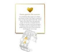 sunglnl Nuota contro la corrente, anello grosso argento pesce speranza anelli carino ispiratore rame antiossidante anello regolabile per donne uomini il regalo scelto gioielli per amici familiari