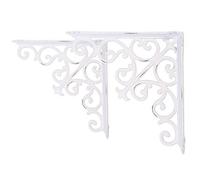 Sungmor 2 staffe decorative resistenti per scaffali, staffe decorative vintage vittoriane in ghisa, robuste staffe angolari in metallo bianco a forma di L, staffa per mensola galleggiante da parete,