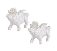 Sungmor 2PC Piccolo Hog Heaven Flying Pig Statue, Ghisa Animale Angelo Figurina, Giardino Patio Yard Statue decorative per esterni, Home Office Store Desktop Fermacarte Ornamenti per scaffali interni