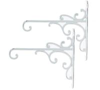 Sungmor Ganci da parete in ghisa per piante - per casa e giardino resistenti ganci per piante - 2 ganci decorativi da parete bianchi per appendere fioriere, mangiatoie per uccelli, gabbie per uccelli,