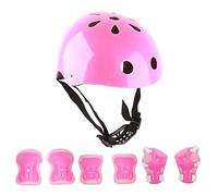 SUNGOOYUE Casco per Bambini Set di Attrezzature Protettiva Set Resistente Protettore Ginocchio al Gomito per Pattinaggio, Ciclismo, a 6 Pezzi per Bambini (Pink)