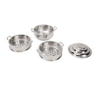 SUNGOOYUE Cesto per Cottura a Vapore in Miniatura in Scala 1:12, Accessorio da Cucina per Casa delle Bambole in Lega a 3 Strati Ad Alto Realismo per Collezionisti, Ottimo per la Narrazione in
