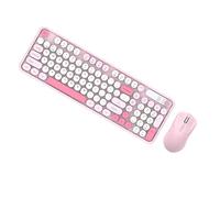 SUNGOOYUE Combinazione Tastiera e Mouse, Set Tastiera Ergonomica Sottile a 98 Tasti a Doppia modalità 2.4G per Computer Portatile (PINK)
