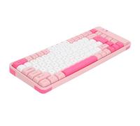SUNGOOYUE Combinazione Tastiera e Mouse Wireless, Layout QWERTY a 84 Tasti con Tasti Multimediali e Tastierino Numerico, Connessione Wireless Bluetooth, Design a Colori a Contrasto, (PINK)