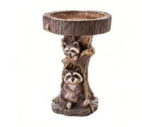 SUNGOOYUE Mangiatore per Uccelli in Resina a Forma di Procione, Design a | Vassoio per l\'acqua per semi a doppio uso, statua da giardino all\'aperto, decorazione compatta per la fauna selvatica per