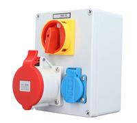 SUNGOOYUE Presa Industriale EU 32A 5 Pin con Scatola Impermeabile per Garage e Fabbriche, Presa Esterna con Custodia in ABS