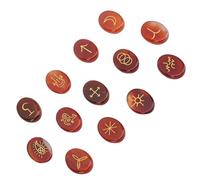 SUNGOOYUE Set di Pietre Runiche di, Pietre Traslucide con Iscrizioni Vichinghe, Uso Versatile per Arti e Mestieri (Agata Rossa)