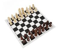 SUNGOOYUE Set di Scacchi in Plastica Pieghevole Imitazione Legno, 32 Pezzi con Fondo in Feltro, Gioco da Tavolo da Viaggio per Adulti Principianti