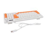 SUNGOOYUE Tastiera da Gioco RGB a 93 Tasti, Design Ergonomico Cablato con Quadrante di Controllo Multimediale e Retroilluminazione Dinamica, per Computer Desktop PC Portatile (Arancione e Bianco)