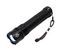 SUNGOOYUE Torcia LED con Display Digitale e Zoom, Torcia di Emergenza Ricaricabile con Strisce Fluorescenti 4 modalità e Ricarica Bidirezionale USB Durevole