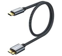 SUNGUY Cavo Hard Disk USB C, 0.5m USB3.1 10Gbps Cavi Micro B Maschio a USB C Maschio, Cavo USB Type-C Hard Disk per WD Elements, HDD, Toshiba, Esterno