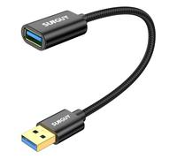 SUNGUY Cavo Prolunga USB 3.0,Cavo Prolunga Maschio A Femmina A Alluminio 5 Gbps per lettore di schede, tastiera, stampante, scanner, fotocamera [0.3m-Nero-1Pezzi]