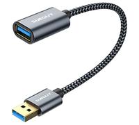 SUNGUY Cavo Prolunga USB 3.0,Cavo Prolunga Maschio A Femmina A Alluminio 5 Gbps per lettore di schede, tastiera, stampante, scanner, fotocamera [0.3m-Grigio-2Pezzi]