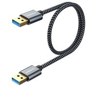 SUNGUY Cavo USB 3.0, 0.5M USB A Maschio a A Maschio Super Speed 5Gbps, Maschio a Tipo A Maschio per Dischi Rigidi, Altoparlanti, Computer, Dvd, Lettore Blu-Ray, Laptop- Grigio