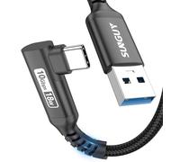 SUNGUY Cavo USB C, 0,3 m 90 Gradi Cavo Type C Ricarica rapida e trasferimento a 10Gbps Cavo Android Auto compatibile con iPhone 16/15 Pro Max, Galaxy S24/S23/S22, P30 Lite-Nero