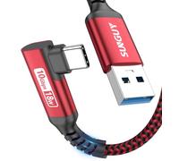 SUNGUY Cavo USB C, 0,3 m 90 Gradi Cavo Type C Ricarica rapida e trasferimento a 10Gbps Cavo Android Auto compatibile con iPhone 16/15 Pro Max, Galaxy S24/S23/S22, P30 Lite-Rosso