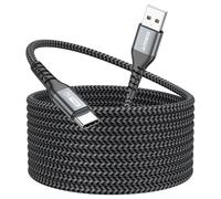 SUNGUY Cavo USB C 5M, cavo USB a USB C intrecciato per controller PS5, Galaxy S24/S20, Google Pixel 8 Pro, iPhone 16/15 Pro Max, grigio Xiaomi