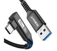 SUNGUY Cavo USB C 90 angoli, 25 cm, 10 Gbps, USB 3.1 Gen 2, USB a USB C, cavo di ricarica e dati compatibile con Android Auto, iPhone 16/15 Pro Plus/Max, Galaxy S22, SSD, Huawei P30/P20, Xiaomi nero