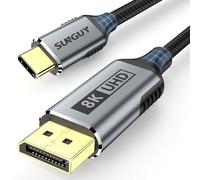SUNGUY Cavo USB-C a DisplayPort 2M, 8K@60Hz 4K@240Hz, USB C a DP 32.4Gbps unidirezionale compatibile con Thunderbolt 4/3 per iPhone 16/15 Pro Max, MacBook Pro/Air, iPad, Mac Mini
