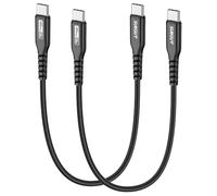 SUNGUY Cavo USB C a USB C, 2 pezzi 0.3m PD 60W Cavo USB Tipo C ricarica rapida per iPhone 16/15 Pro Max, MacBook Pro, iPad Pro 2020, MacBook Air, Galaxy S24 S23, Huawei P30, Xiaomi - Nero