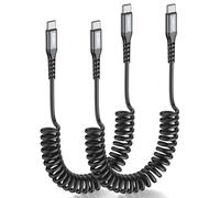 SUNGUY Cavo USB-C a USB-C Spirale, 2Pezzi 1,5M [lunghezza di allungamento consigliata: 0,4-1M] Android Auto Carplay cavo di ricarica USB C cavo dati per iPhone 16/15 Pro Max Macbook Galaxy-Grigio