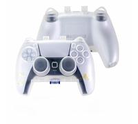 SUNHOHI Custodia per controller per PS5/Xbox Series X|S/Switch Pro, custodia protettiva in ABS con base antiscivolo, custodia antiurto e antipolvere (nero trasparente/bianco, design stilizzato) (PS5