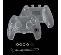 SUNHOHI Custodia per controller per PS5/Xbox Series X|S/Switch Pro, custodia protettiva in ABS con base antiscivolo, custodia antiurto e antipolvere (nero trasparente/bianco, design stilizzato) (PS5