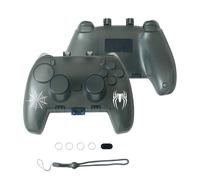 SUNHOHI Custodia per controller per PS5/Xbox Series X|S/Switch Pro, custodia protettiva in ABS con base antiscivolo, custodia antiurto e antipolvere (nero trasparente/bianco, design stilizzato) (PS5