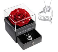Sunia Festa della Mamma Idee Regalo - Vera Rosa Eterna con Collana Argento 925 Donna, Migliore Mamma del Mondo, Rosa Stabilizzata - Regalo Compleanno