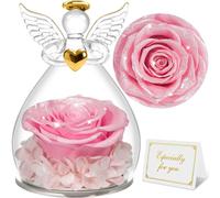 Sunia Regali eterni a forma di angelo per donne, rosa eterna in vetro, regalo pe