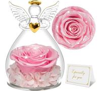 Sunia Regali eterni a forma di angelo per donne, rosa eterna in vetro, regalo per la mamma, regalo di compleanno per donne, regalo di mamma, regalo per la nonna, festa della mamma, Natale, San