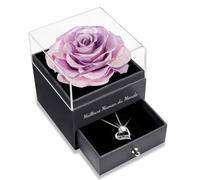 Sunia Regali per Mamma Natale,Vera Rosa Eterna con Collana Argento 925 Donna, Meilleure Maman du Monde, Rosa Eterna Stabilizzata, Regalo per la Mamma Natale, Regalo di Compleanno per Nonna Donna