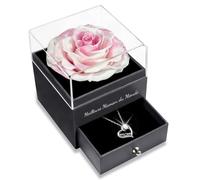 Sunia Regali per Mamma Natale,Vera Rosa Eterna con Collana Argento 925 Donna, Meilleure Maman du Monde, Rosa Eterna Stabilizzata, Regalo per la Mamma Natale, Regalo di Compleanno per Nonna Donna