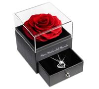 Sunia Regali per Mamma Natale,Vera Rosa Eterna con Collana Argento 925 Donna, Mejor Madre del Mundo, Rosa Eterna Stabilizzata, Regalo per la Mamma Natale, Regalo di Compleanno per Mamma Nonna Donna