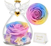 Sunia Rosa Eterna Angelo Donna, Rosa Stabilizzata con Figurine Angelo Regalo Mamma, Angelo Custode Regalo Donna Compleanno, Regali per Lei, Regalo Nonna Natale San Valentino Festa della Mamma