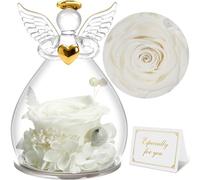 Sunia Rosa Eterna Angelo Donna, Rosa Stabilizzata con Figurine Angelo Regalo Mamma, Angelo Custode Regalo Donna Compleanno, Regali per Lei, Regalo Nonna Natale San Valentino Festa della Mamma