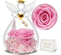 Sunia Rosa Eterna Regalo Donna, Rosa Stabilizzata con Figurine Angelo Angelo Custode per Mamma, Compleanno, Regali per Lei, Natale, San Valentino, Festa della Mamma