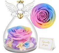Sunia Rosa Eterna Regalo Donna, Rosa Stabilizzata con Figurine Angelo Regalo Mamma, Angelo Custode Regalo Donna Compleanno, Regali per Lei, Regalo Mamma Nonna Natale San Valentino Festa della Mamma