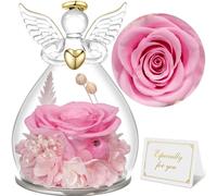 Sunia Rosa Eterna Regalo Donna, Rosa Stabilizzata con Figurine Angelo Regalo Mamma, Angelo Custode Regalo Donna Compleanno, Regali per Lei, Regalo Mamma Nonna Natale San Valentino Festa della Mamma