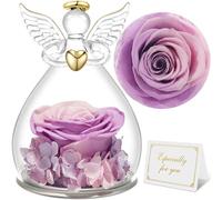 Sunia Rosa Eterna Regalo Donna, Rosa Stabilizzata con Figurine Angelo Regalo Mamma, Angelo Custode Regalo Donna Compleanno, Regali per Lei, Regalo Mamma Nonna Natale San Valentino Festa della Mamma