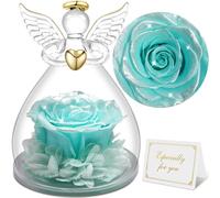 Sunia Rosa Eterna Regalo Donna, Rosa Stabilizzata con Figurine Angelo Regalo Mamma, Angelo Custode Regalo Donna Compleanno, Regali per Lei, Regalo Mamma Nonna Natale San Valentino Festa della Mamma