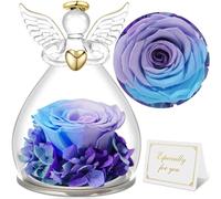 Sunia Rosa Eterna Regalo Donna, Rosa Stabilizzata con Figurine Angelo Regalo Mamma, Angelo Custode Regalo Donna Compleanno, Regali per Lei, Regalo Mamma Nonna Natale San Valentino Festa della Mamma