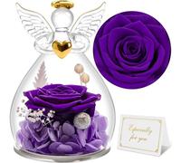 Sunia Rosa Eterna Regalo Donna, Rosa Stabilizzata con Figurine Angelo Regalo Mamma, Angelo Custode Regalo Donna Compleanno, Regali per Lei, Regalo Mamma Nonna Natale San Valentino Festa della Mamma