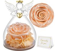 Sunia Rosa Eterna Regalo Donna, Rosa Stabilizzata con Figurine Angelo Regalo Mamma, Angelo Custode Regalo Donna Compleanno, Regali per Lei, Regalo Mamma Nonna Natale San Valentino Festa della Mamma