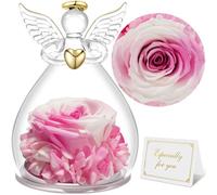 Sunia Rosa Eterna Regalo Donna, Rosa Stabilizzata con Figurine Angelo Regalo Mamma, Angelo Custode Regalo Donna Compleanno, Regali per Lei, Regalo Mamma Nonna Natale San Valentino Festa della Mamma