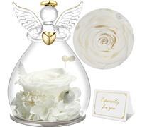 Sunia Rosa Eterna Regalo Donna, Rosa Stabilizzata con Figurine Angelo Regalo Mamma, Angelo Custode Regalo Donna Compleanno, Regali per Lei, Regalo Mamma Nonna Natale San Valentino Festa della Mamma