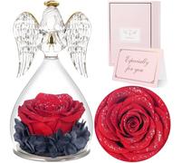 Sunia Rosa Eterna Regalo Donna, Rosa Stabilizzata Vera in Angel Cupola Regalo Mamma, Angelo Figurine di Vetro Regalo Nonna, Regalo Donna Compleanno, Regali Natale San Valentino Festa della Mamma