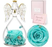 Sunia Rosa Eterna Regalo Donna, Rosa Stabilizzata Vera in Angel Cupola Regalo Mamma, Angelo Figurine di Vetro Regalo Nonna, Regalo Donna Compleanno, Regali Natale San Valentino Festa della Mamma
